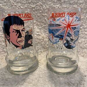 Taco Bell Star Trek III glasses from 1984.  Enterprise Destroyed and Spock Lives
